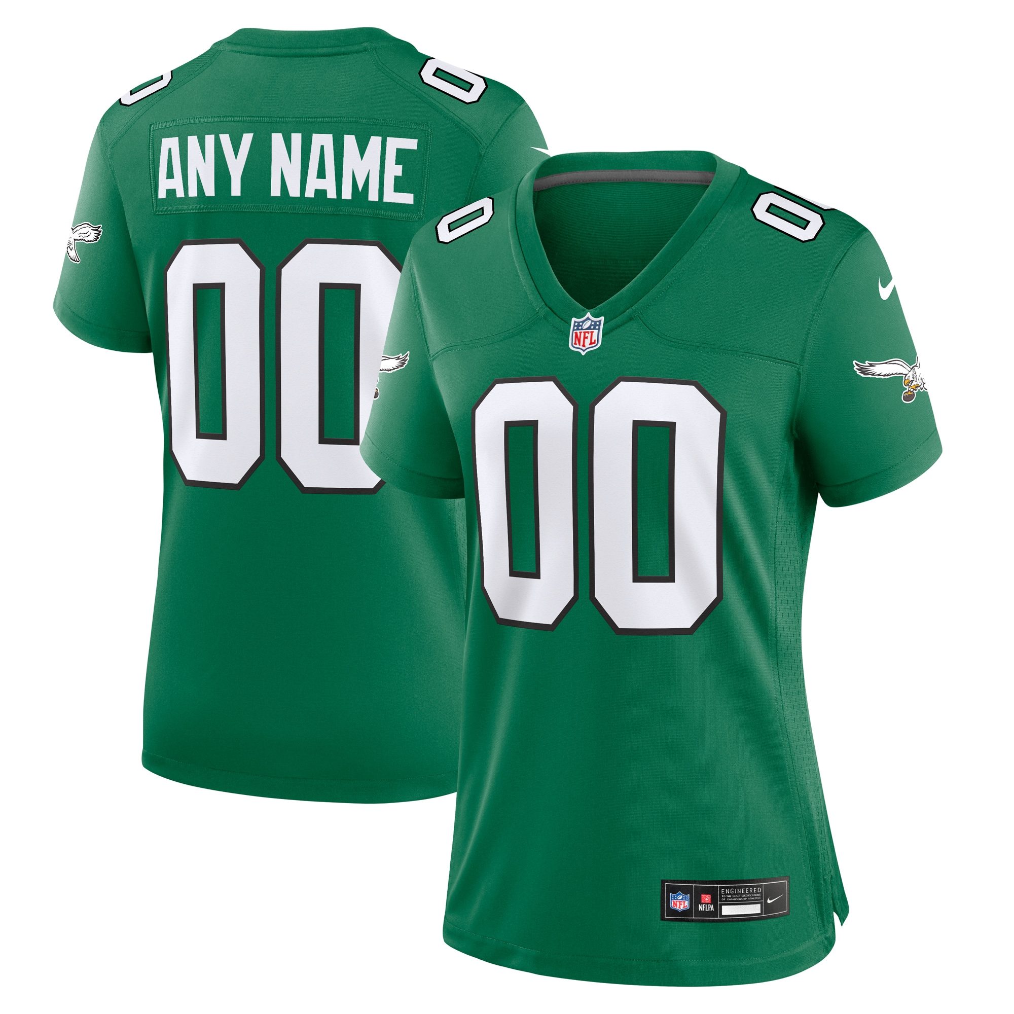 Women’s Philadelphia Eagles Kelly Green Alternate Custom Game Jersey