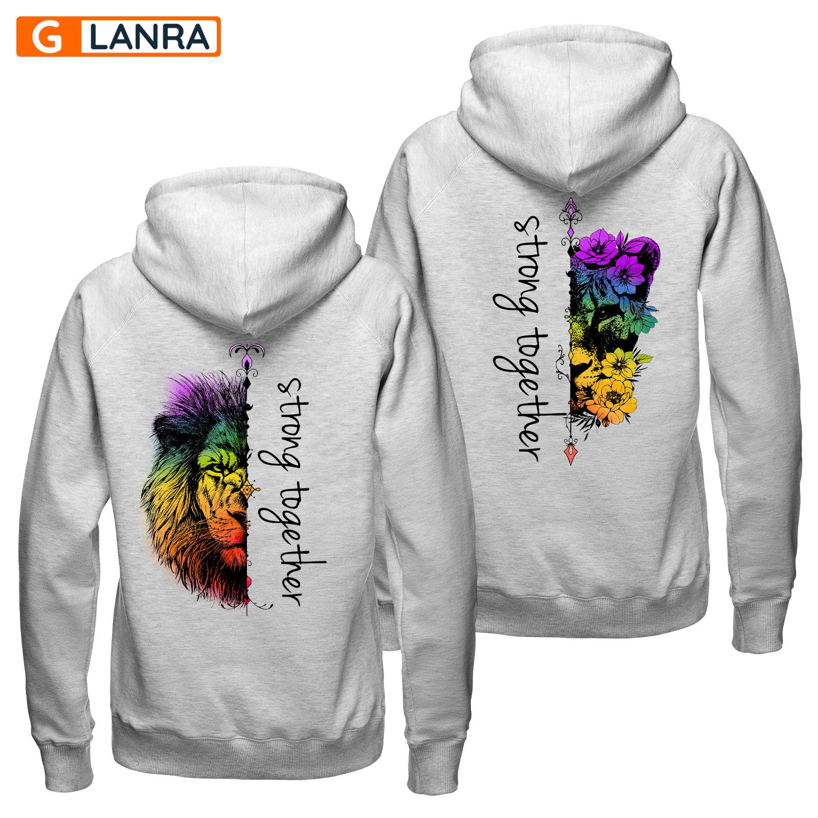 Personalized Strong Together Hoodie, Custom Lgbt Lion Couple Hoodie, Lgbt Couple Hoodie, Lion Hoodie, Lgbt Hoodie, Unisex Sweater, Sweatshirt