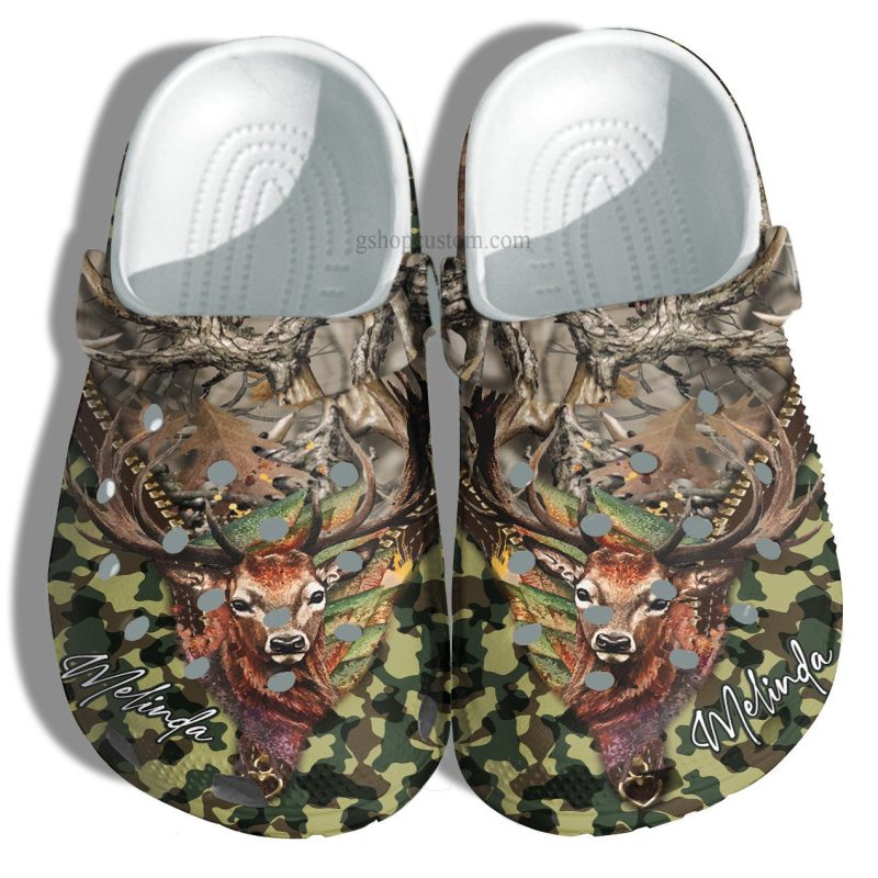 Deer Hunter Camouflage Croc Shoes Gift Father Day- Deer Hunter Camo Army Color Shoes Gift Son