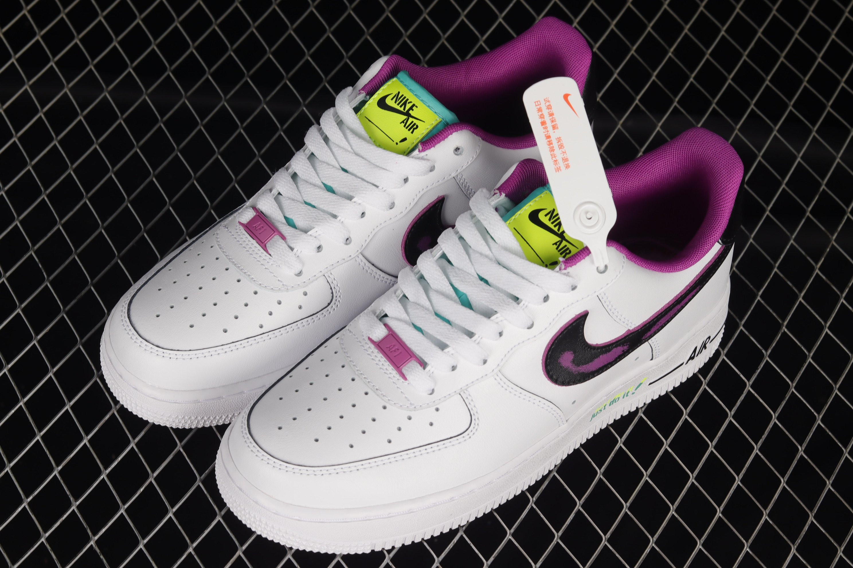 Nike Air Force 1 LV8 WhiteVivid PurpleLight Mental Shoes Sneakers, Women SNK689844159