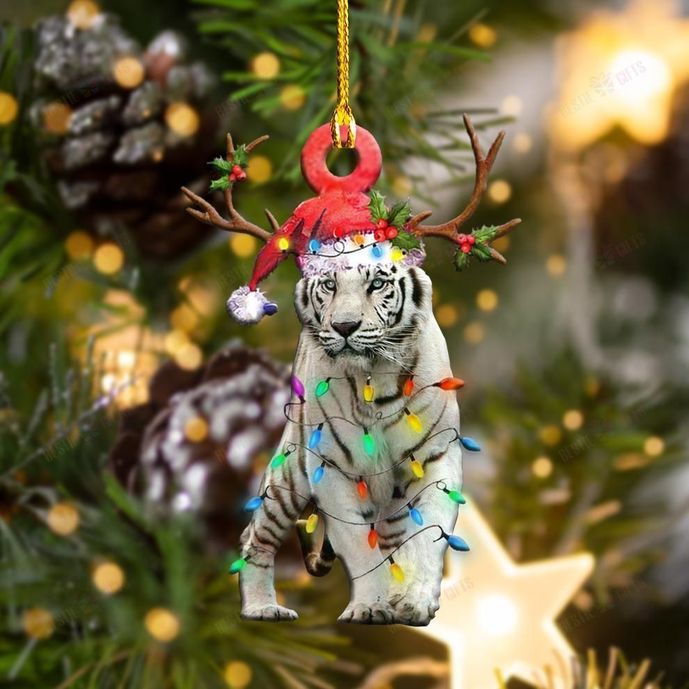 White Tiger Christmas Light Shape Ornament