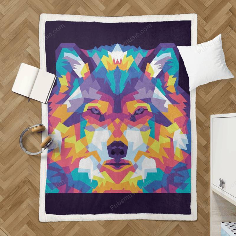 Wolf – Animal Pop Art Sherpa Fleece Blanket