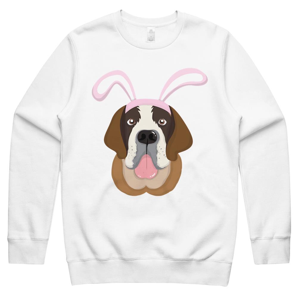 Cute Easter Saint Bernard Dog Bunny Ears Rabbit Crewneck Sweatshirt