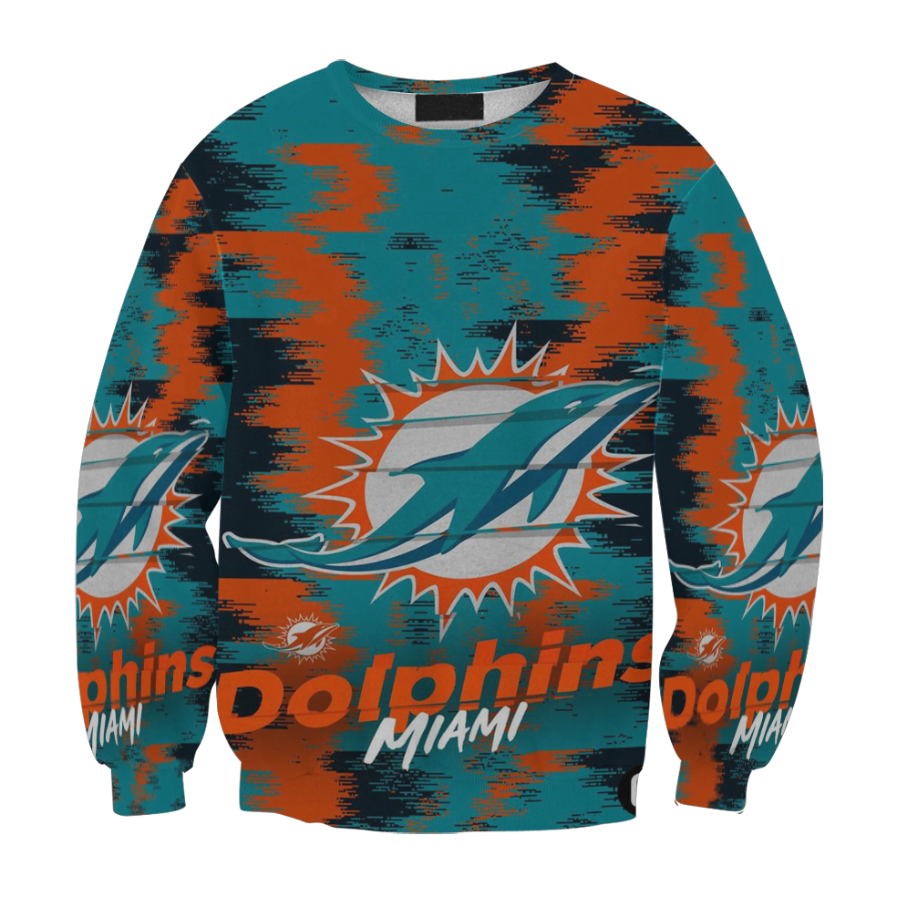 Miami Dolphins Logo Art 5 Gift For Fan 3D Full Printing Sweatshirt