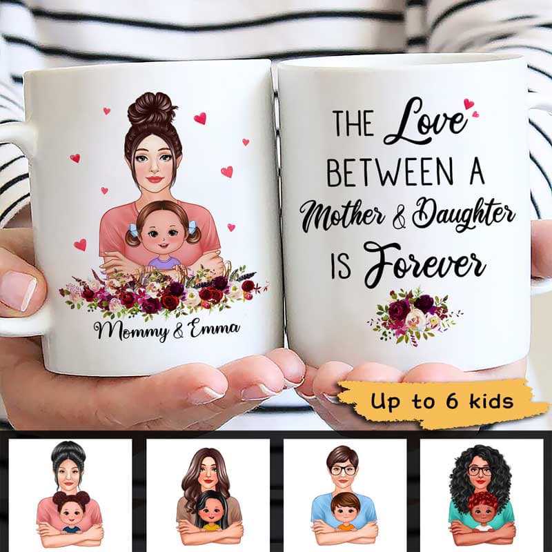 Mom Holding Doll Kids The Love Between Mom And Daughter Son Personalized Mug