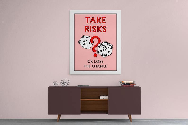 Take Risks Or Lose The Chance | Monopoly Canvas Art, Motivational Canvas Art, Modern Wall Art, Modern Minimalist, Trendy Home Decor