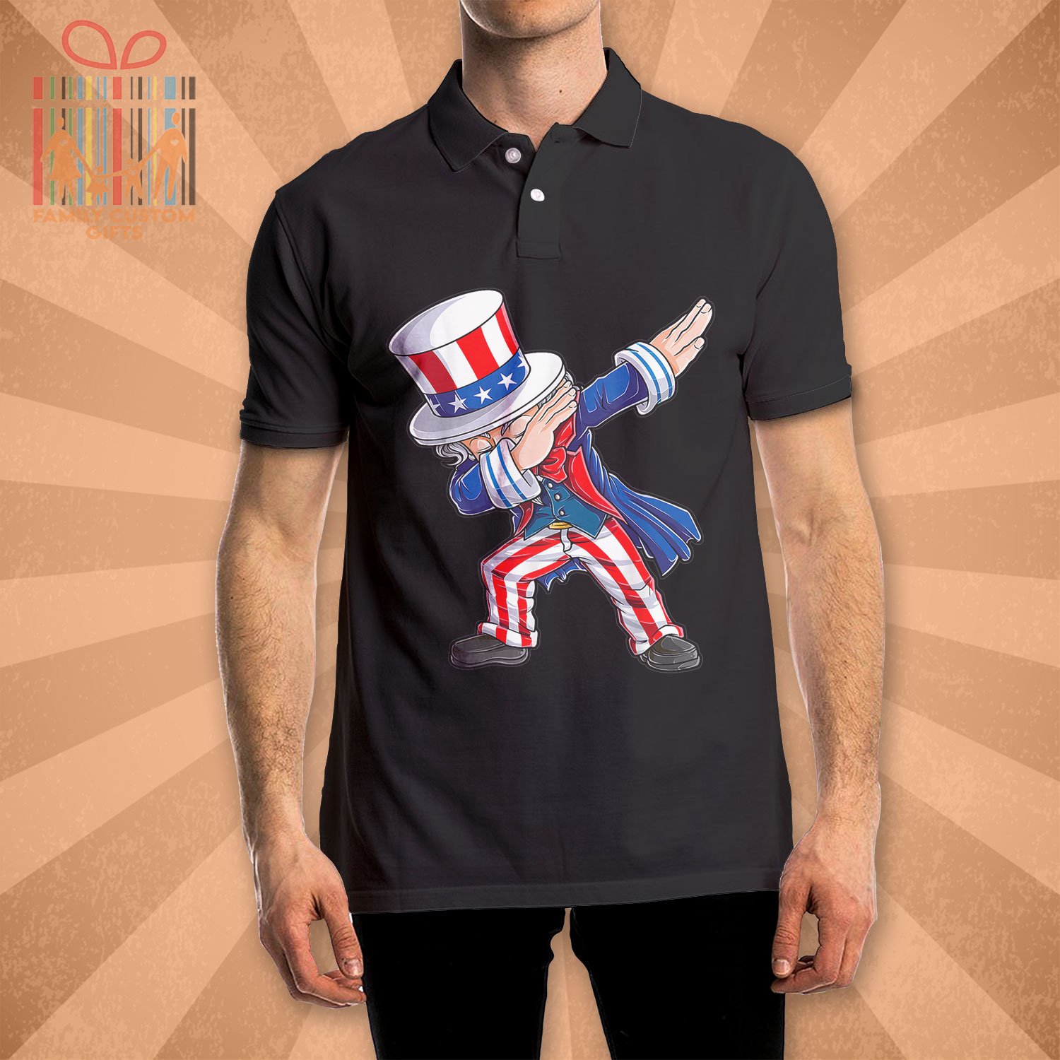 Custom Polo Shirts Dabbing Uncle Sam Polo Shirts 4Th Of July Boys Men Gifts