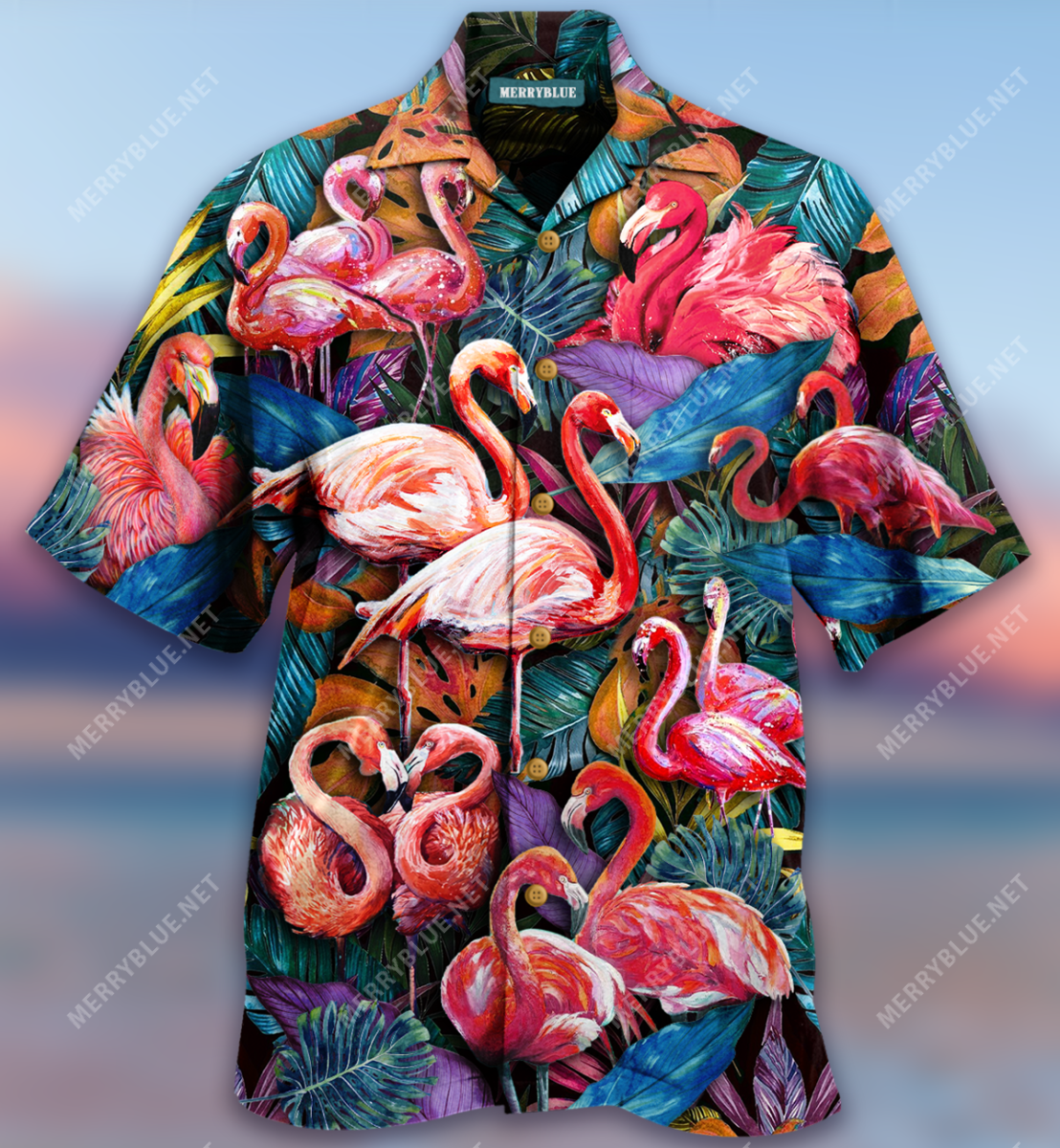 Coloful Flamngo In Tropical Unisex Hawaii Shirt Ha34888