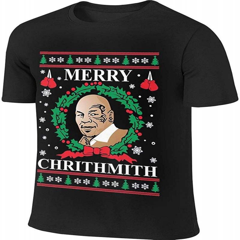 Btve Merry Chrithmith Mike Tyson Ugly Christmas Humor Walk Black T-shirt