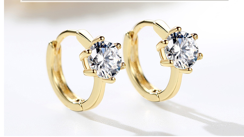 Stud Earrings For Women Classic Six Claw Clear Aaa+Cubic Zirconia Rose Gold Color Fashion Jewelry For Girls Kae094 Alx Unishirt24H