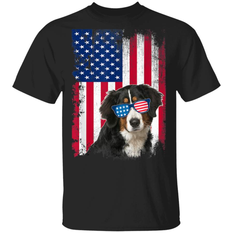 Vintage Bernese Mountain Dog Shirt American Flag Distressed