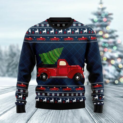 Vintage Red Truck Ugly Christmas Sweater For Men & Women, Gift For Christmas, Merry Christmas