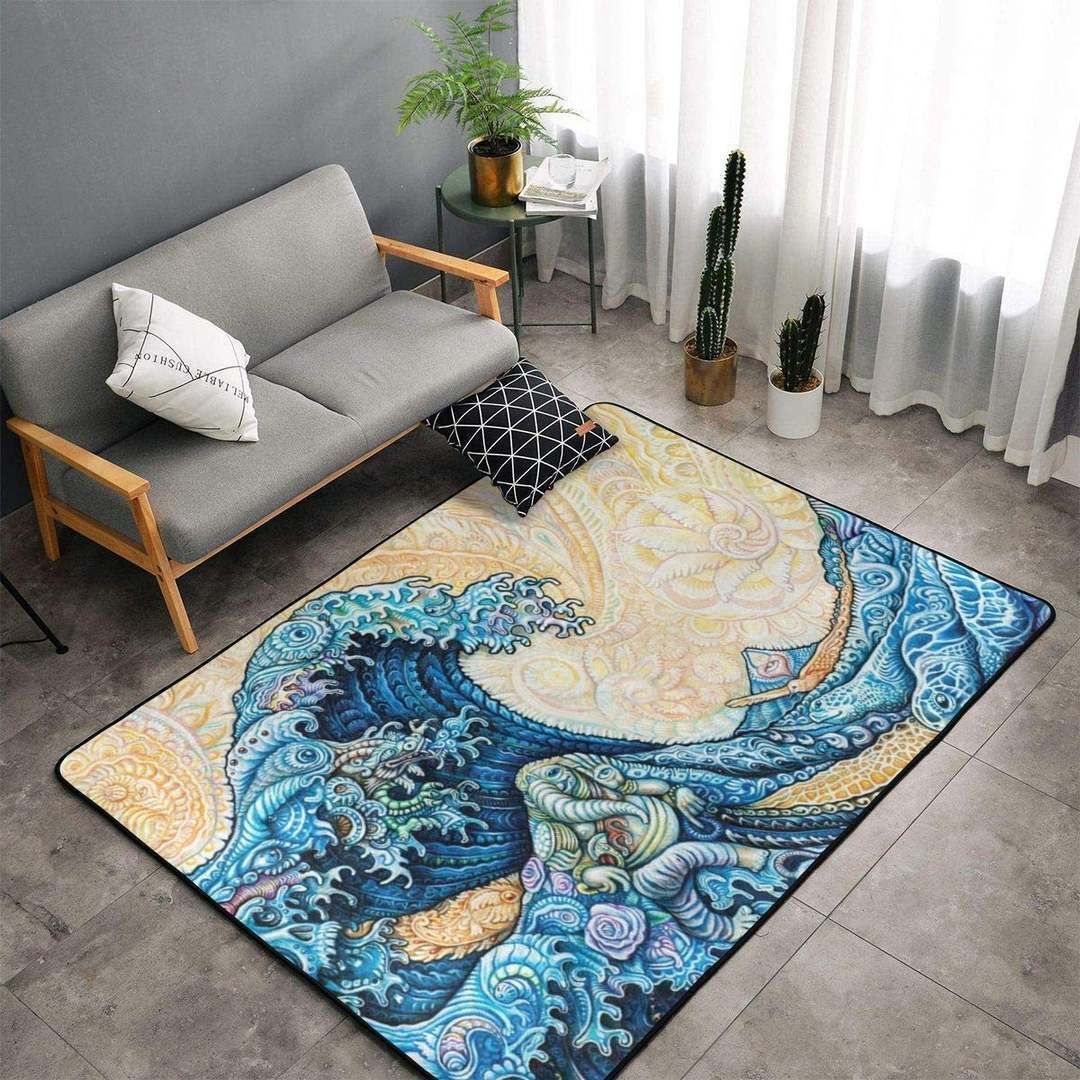 Japanese Mandala The Great Wave Of Turtle Dragon Elephant Rug