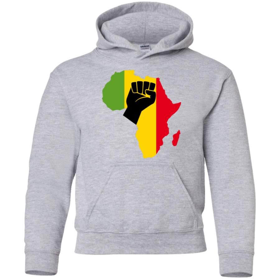 AGR Africa Black Power Africa Map Fist African Youth Pullover Hoodie