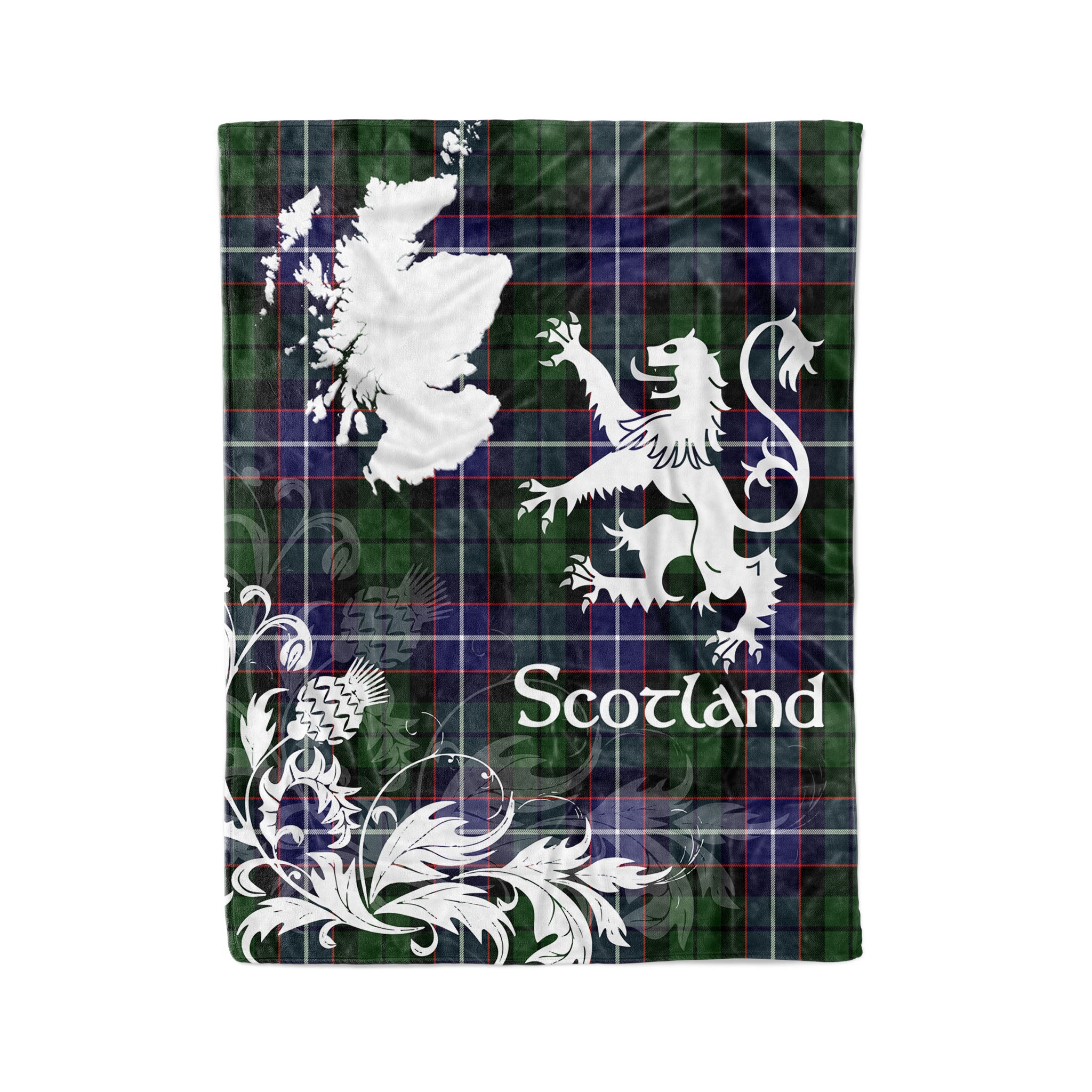 Tartan Plaid Fleece Blanket Tartan Blanket Thistle And Lion Scottish Clan Galbraith Plaid Blanket