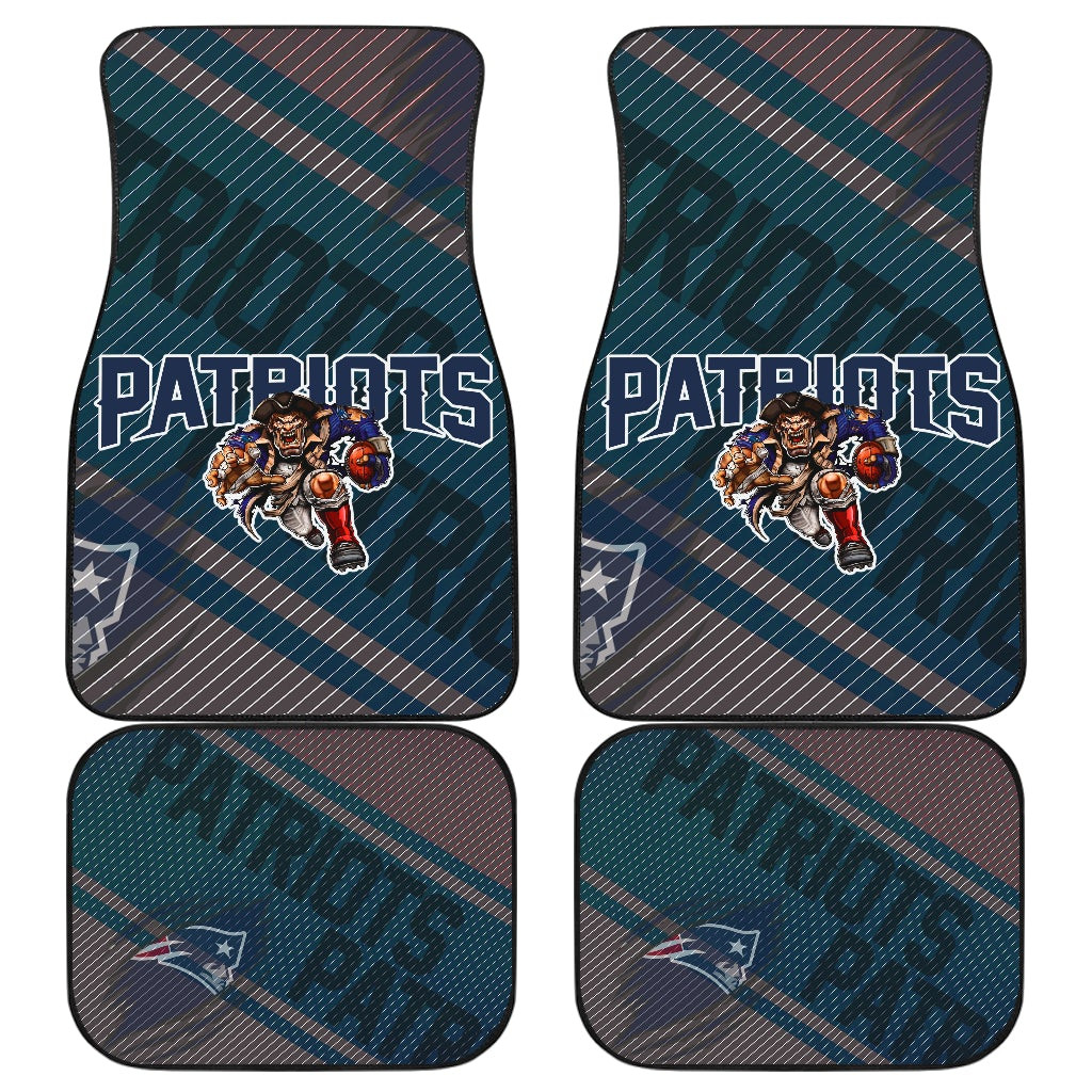 New England Patriots American Football Team Big Player Man Holding Rugby Ball And Running Car Floor Mats