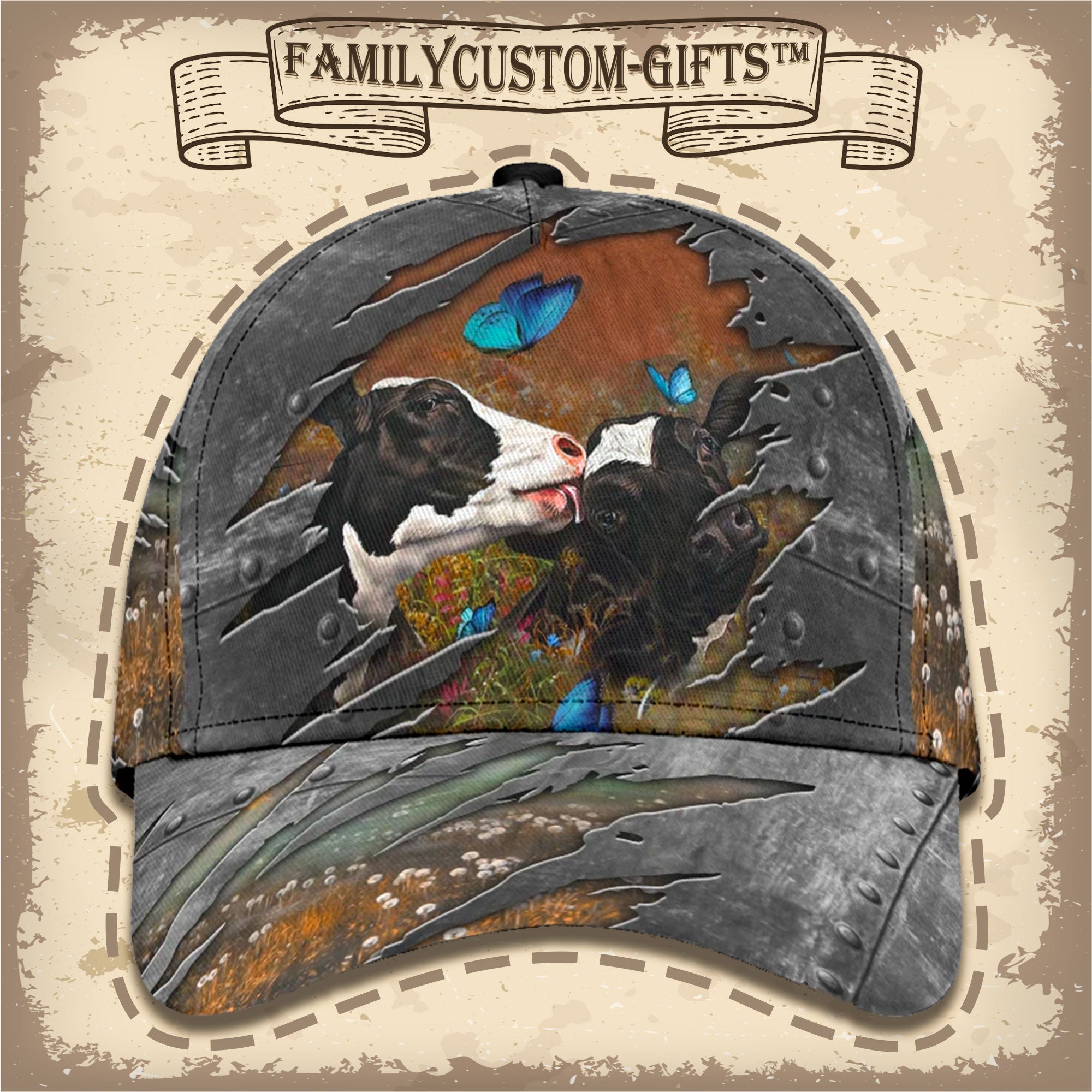 Cow Couple Custom Hats For Men & Women 3D Prints Personalized Baseball Caps For Couple
