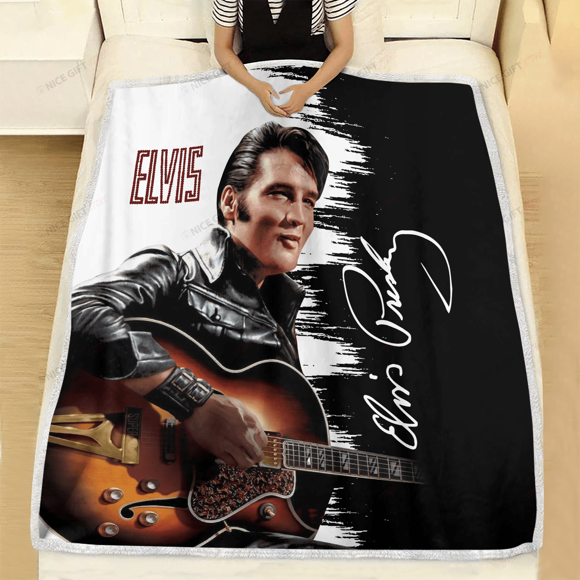 Elvis Presley Fleece Blanket Blk-T6P9