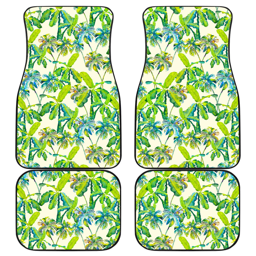 Palm Tree Banana Pattern Print Front And Back Car Floor Mats, Front Car Mat