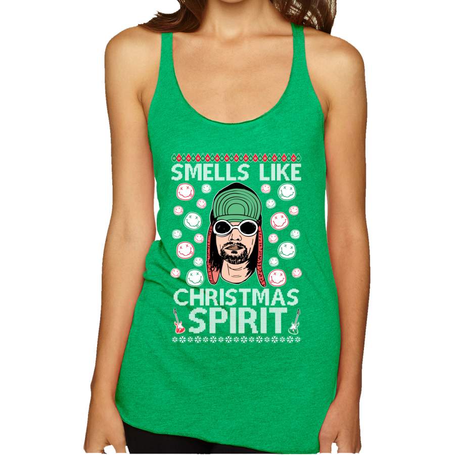 Smells Like Christmas Spirit Ugly Christmas Sweater Christmas Tri-Blend Racerback Tank Top