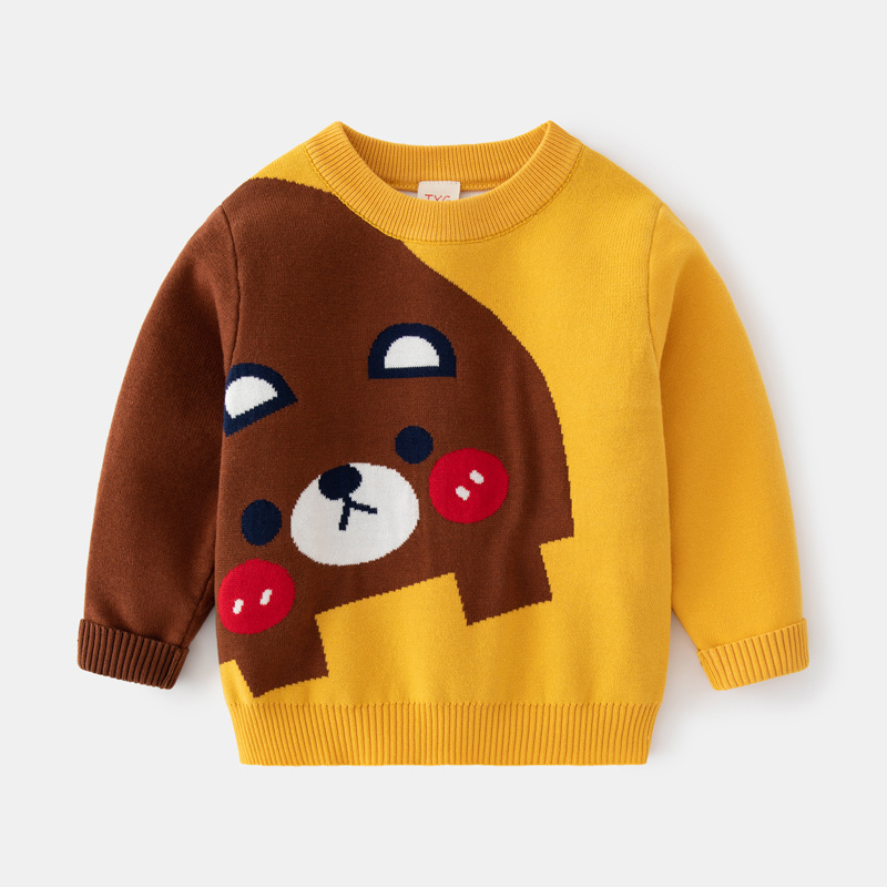 2-7T Baby Boys Girls Knitwear Pullover Jersey 2022 Winter Double Layers Cartoon Sweater Toddler New Year Kids Clothing alx