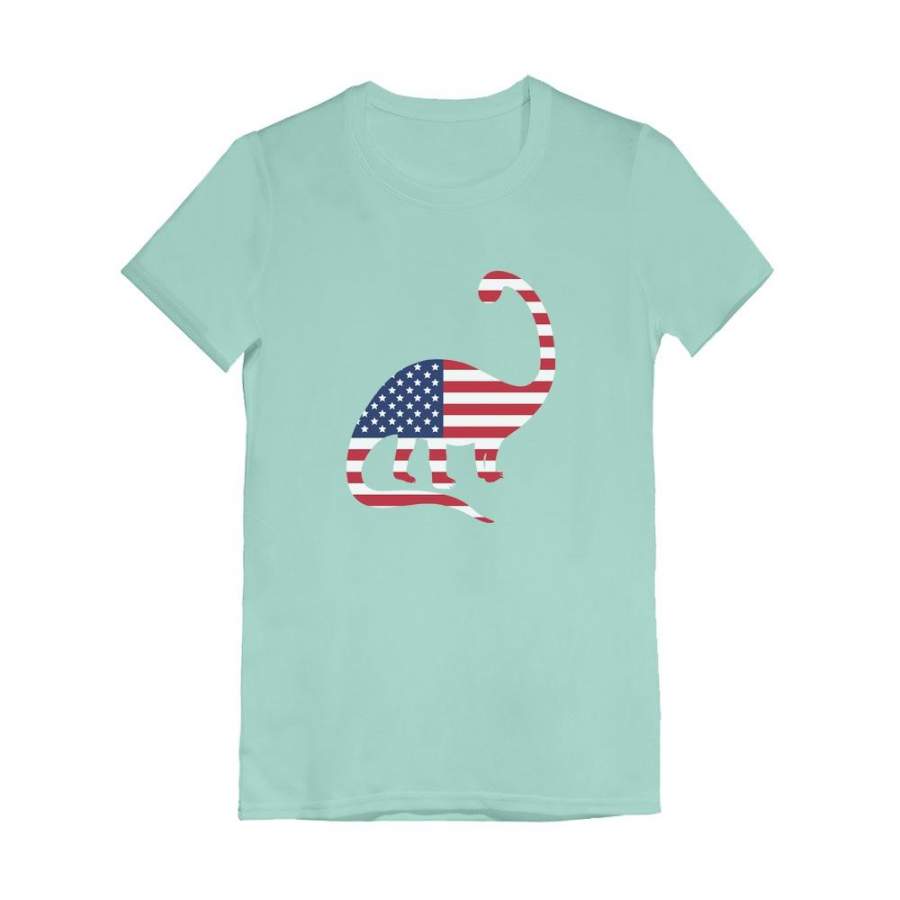 USA Dinosaur American Flag 4th of July Infant Girls’ Fitted T-Shirt