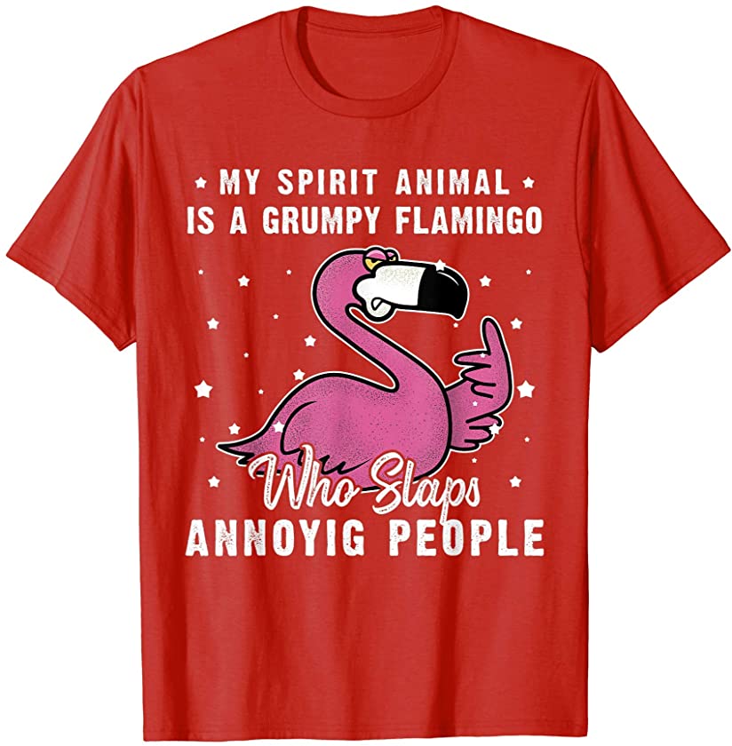 Vintage My Spirit Animal Is A Grumpy Flamingo bird T-Shirt