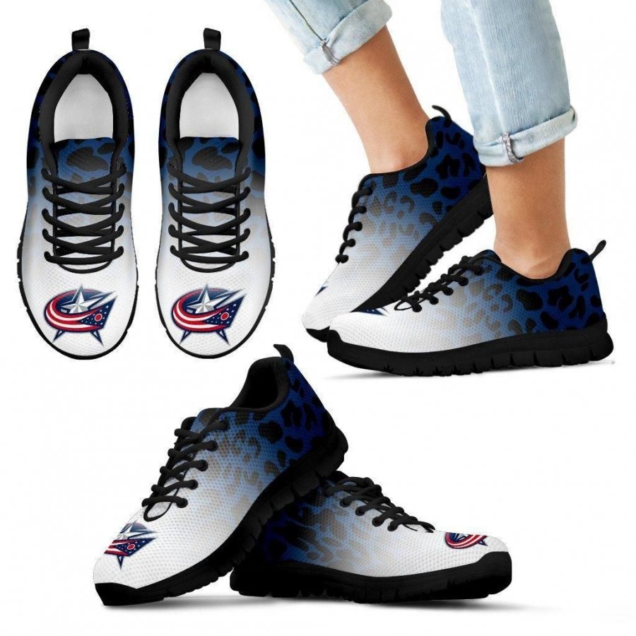 Beautiful Columbus Blue Jackets Sneakers Leopard Pattern Awesome #343