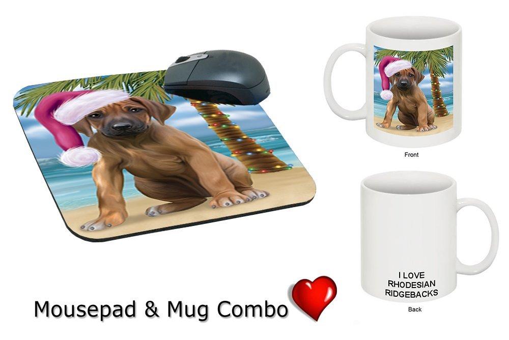 Summertime Rhodesian Ridgeback Puppy On Beach Christmas Mug & Mousepad Combo Gift Set Mmcg1133