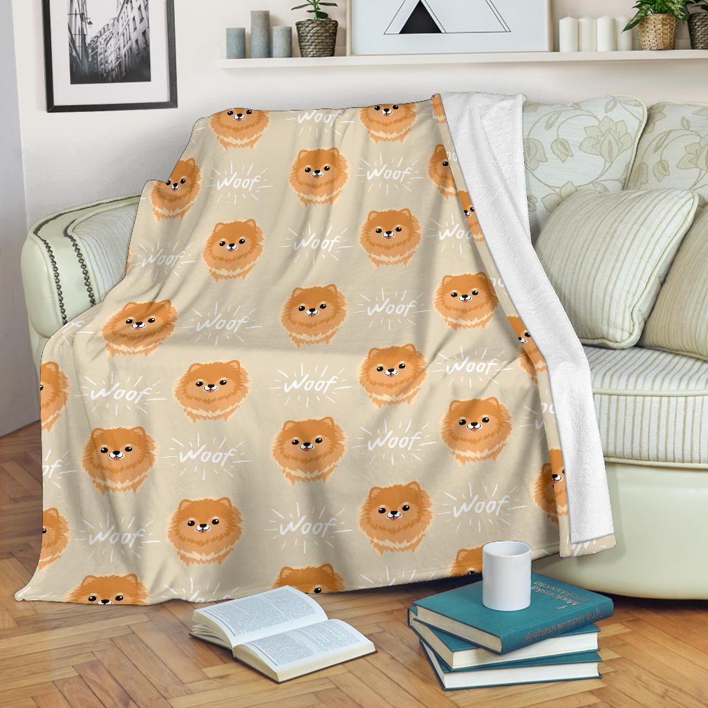 Cute Brown Pomeranian Puppy  Premium Blanket