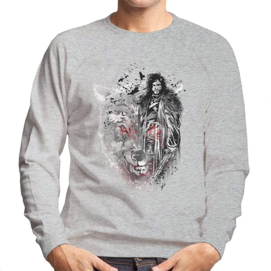 Jon Snow Dire Wolf And Crows Game Of Thrones Men’s Sweatshirt