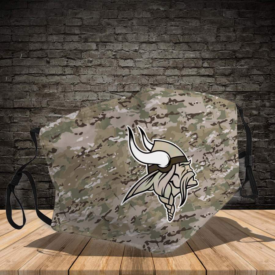 Minnesota Vikings camo   3D Full print !!! Face Shield Cover