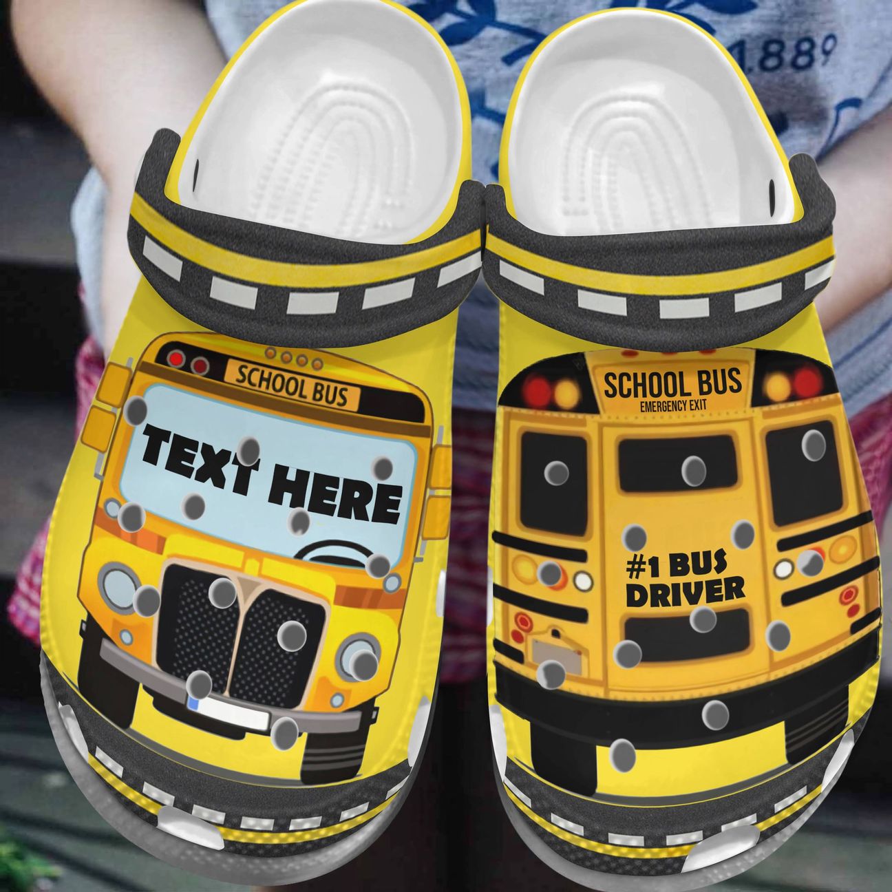 School Bus Personalized Clog, Custom Name, Text, Color, Number Fashion Style For Women, Men, Kid, Print 3D School Bus Driver