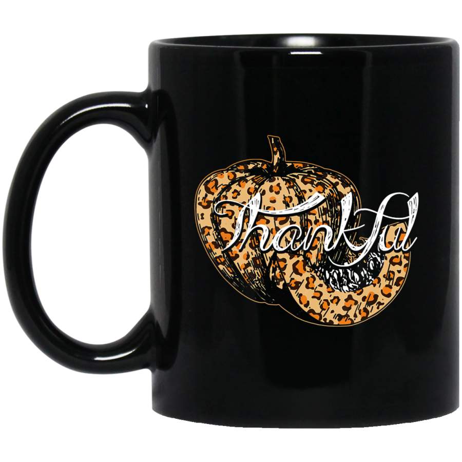 Thankful Pumpkin Fall Leopard Print Coffee Mug