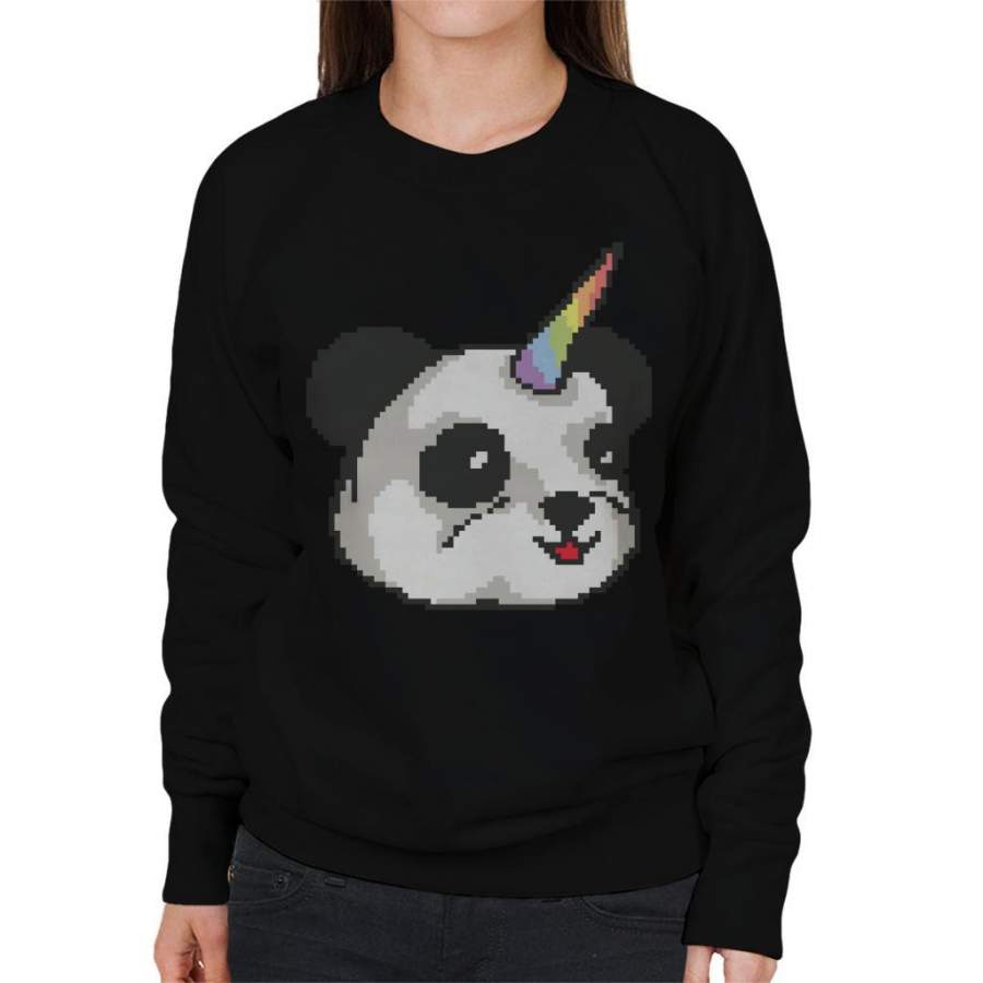 Pandacorn Panda Unicorn Pixel Art Women’s Sweatshirt