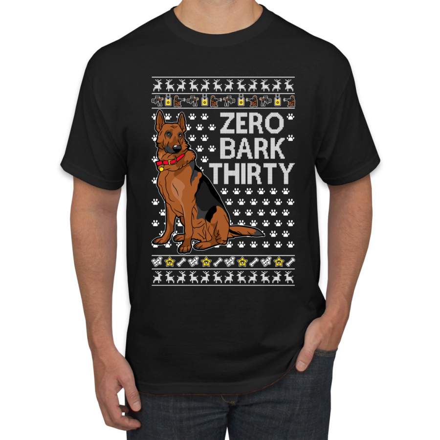 Zero Bark Thirty Funny Dog Xmas Ugly Christmas Men’s Graphic T-Shirt