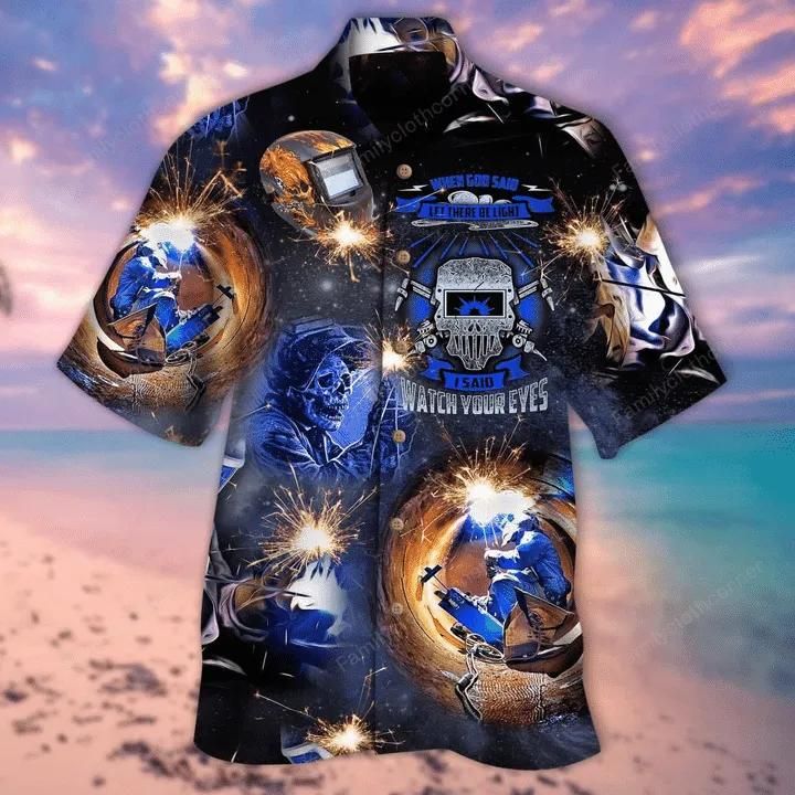 Welding Let There Be Light Aloha Hawaiian Shirt Colorful Short Sleeve Summer Beach Casual Shirt For Men And Women