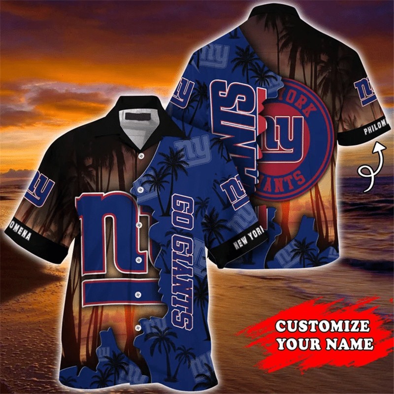 New York Giants Hawaiian Shirt Tropical Island Personalized