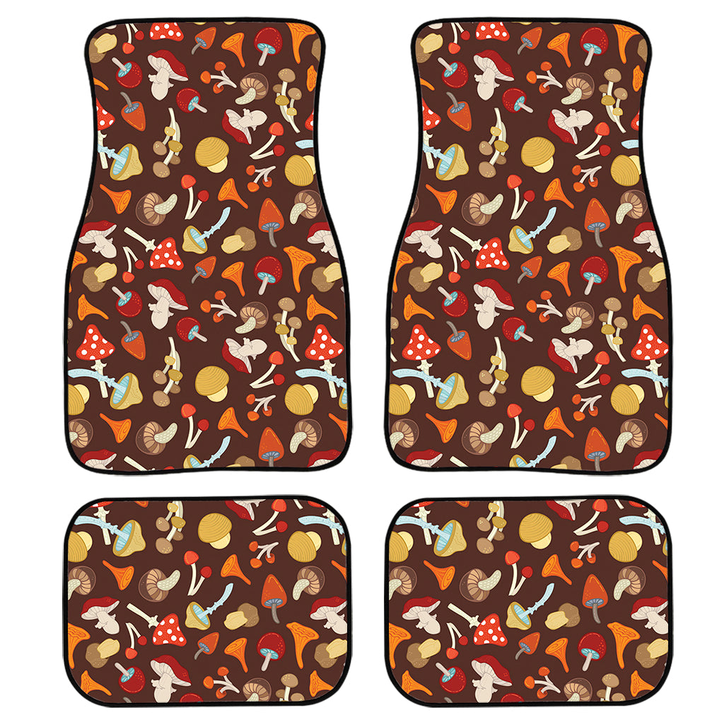 Cartoon Mushroom Pattern Print Front And Back Car Floor Mats, Front Car Mat