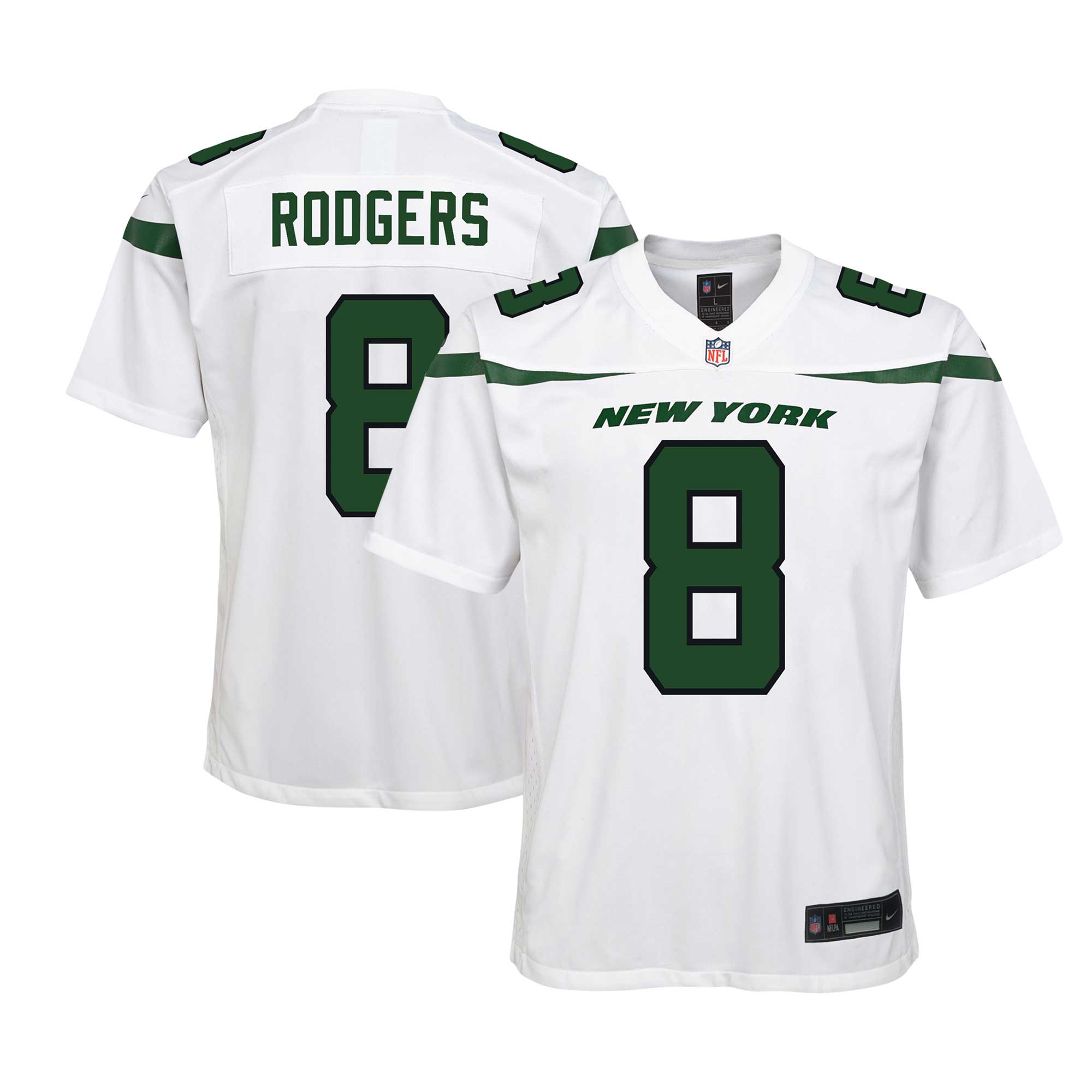 Youth New York Jets Aaron Rodgers White Game Jersey