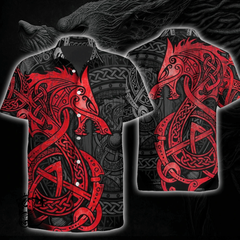 Beach Shirt Get Now Fenrir Red Hawaiian Shirt- Chillicothemall