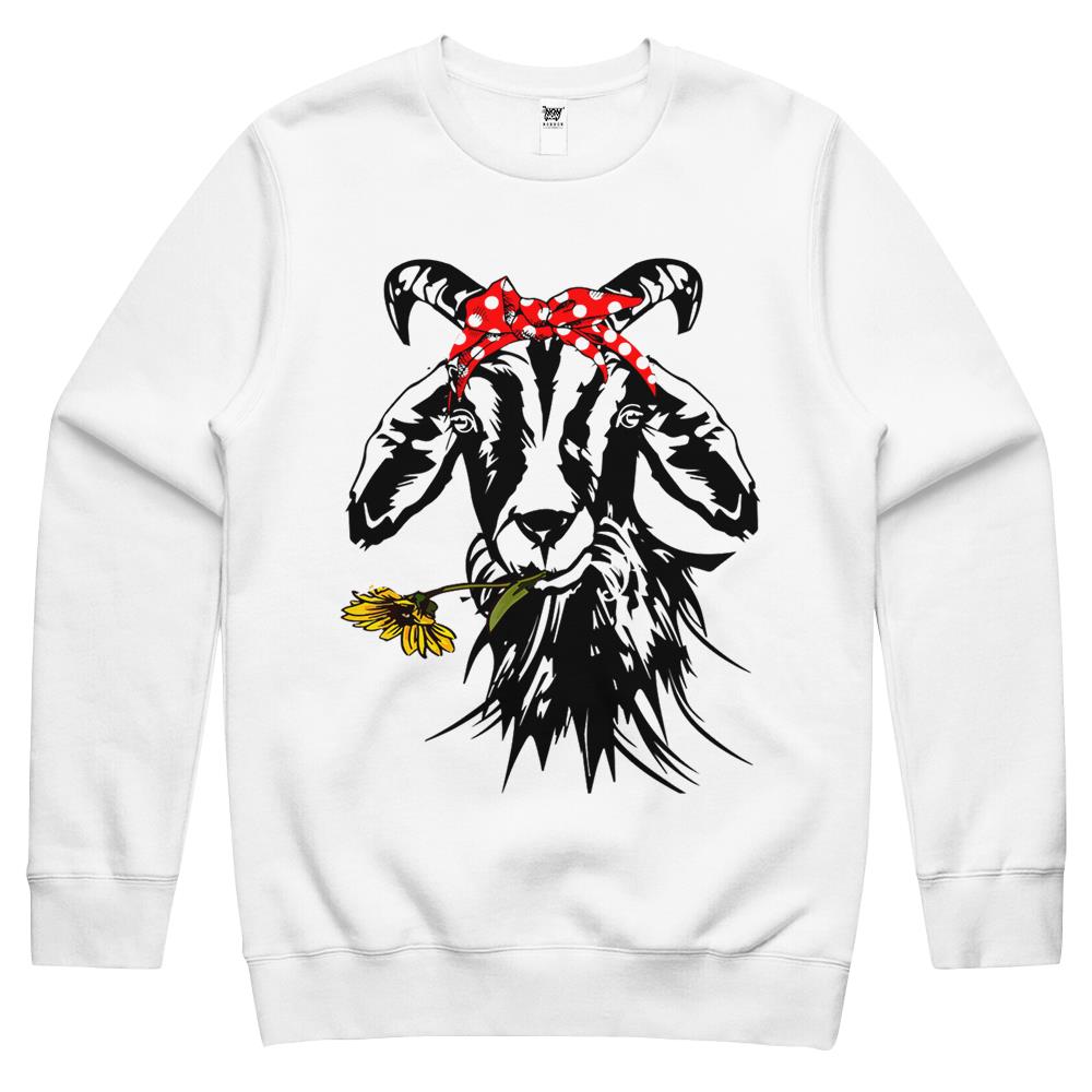 Women’S Goats Bandana Farm Animal Lover Funny Goat Graphics Crewneck Sweatshirt