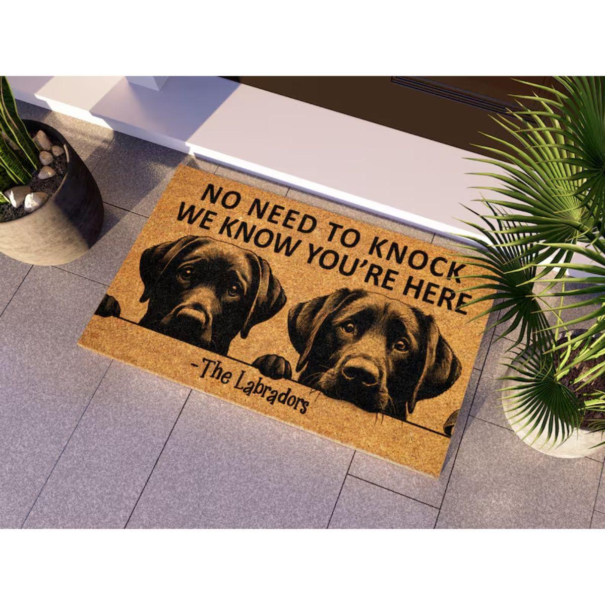 Labrador Peekaboo Doormat, Labradors We Know You Are Here Labrador Dogs, Doormat Non-slip Home Decor Indoor, Out Door