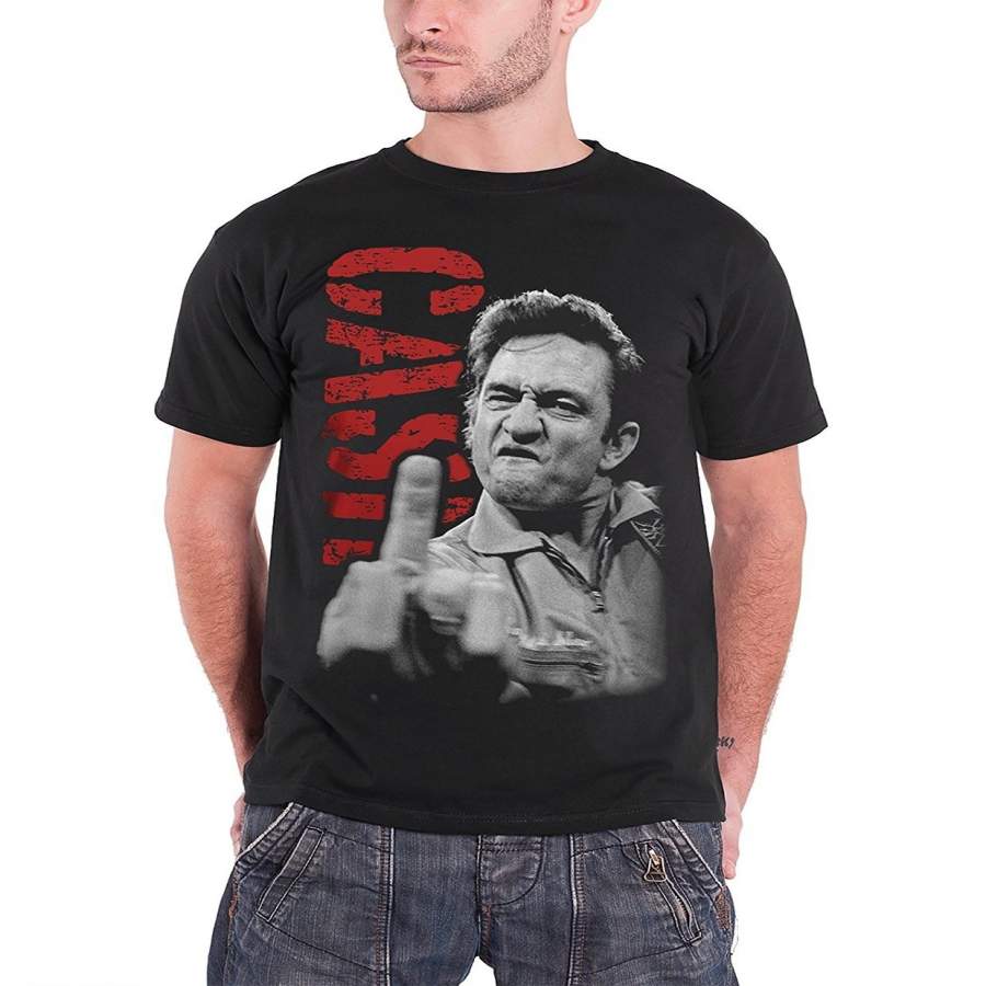 Men’s Funny Tee Shirt Johnny Cash The Bird Official Mens Black T Shirt Size: S M L XL XXL XXXL