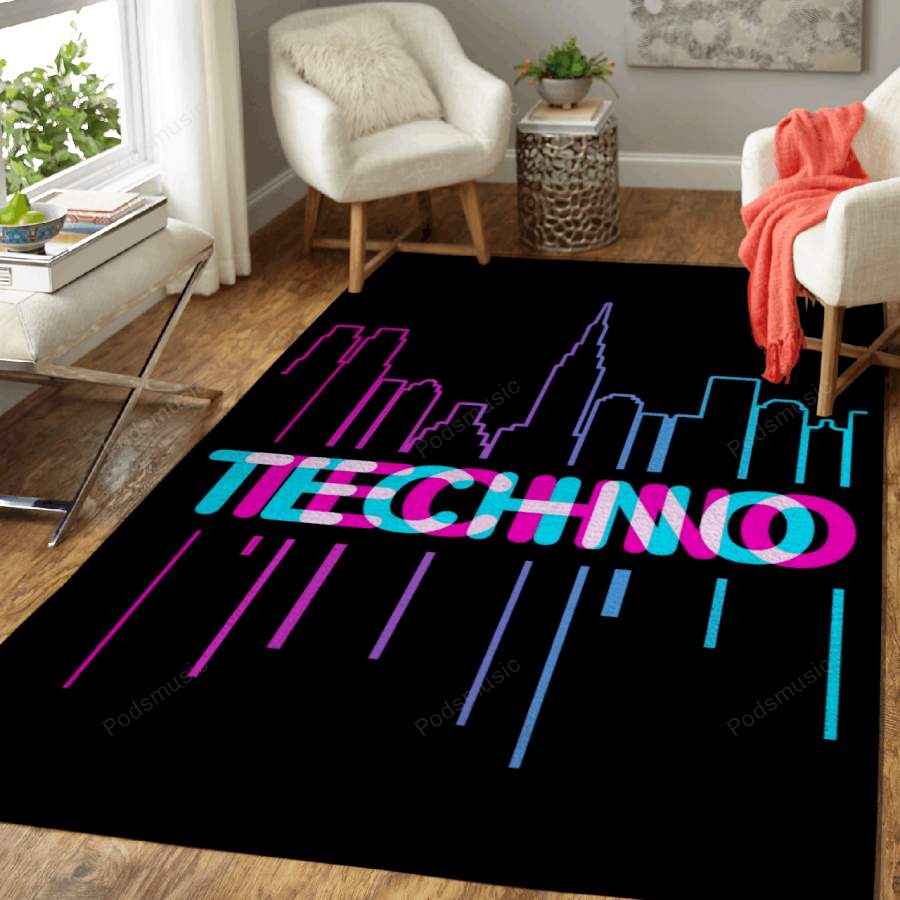Techno New York – Music Art For Fans Area Rug Living Room Carpet Floor Decor