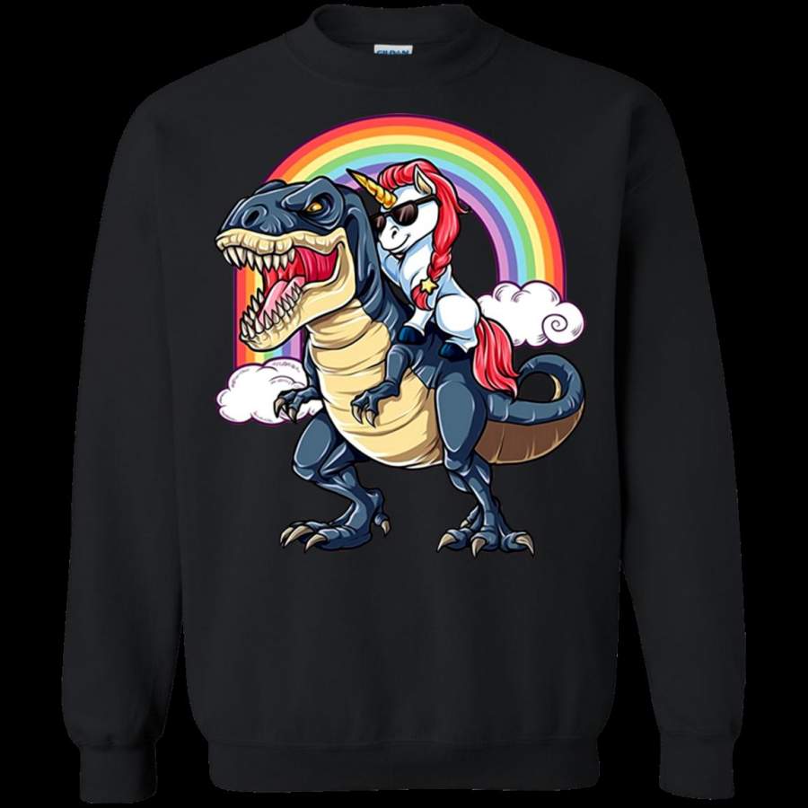 Unicorn Riding Dinosaur T rex Unicorns Rainbow T shirt Sweatshirt