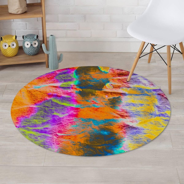 Colorful Abstract Tie Dye Round Rug