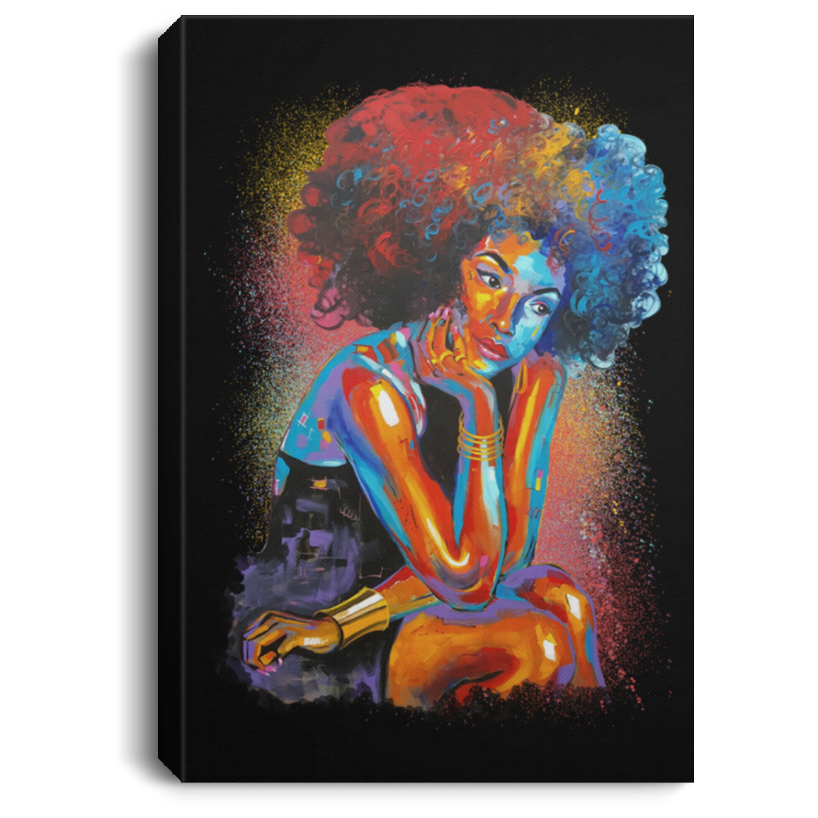 African American Canvas – Black Girl Afro Art Colorful For Living Room Home Decor