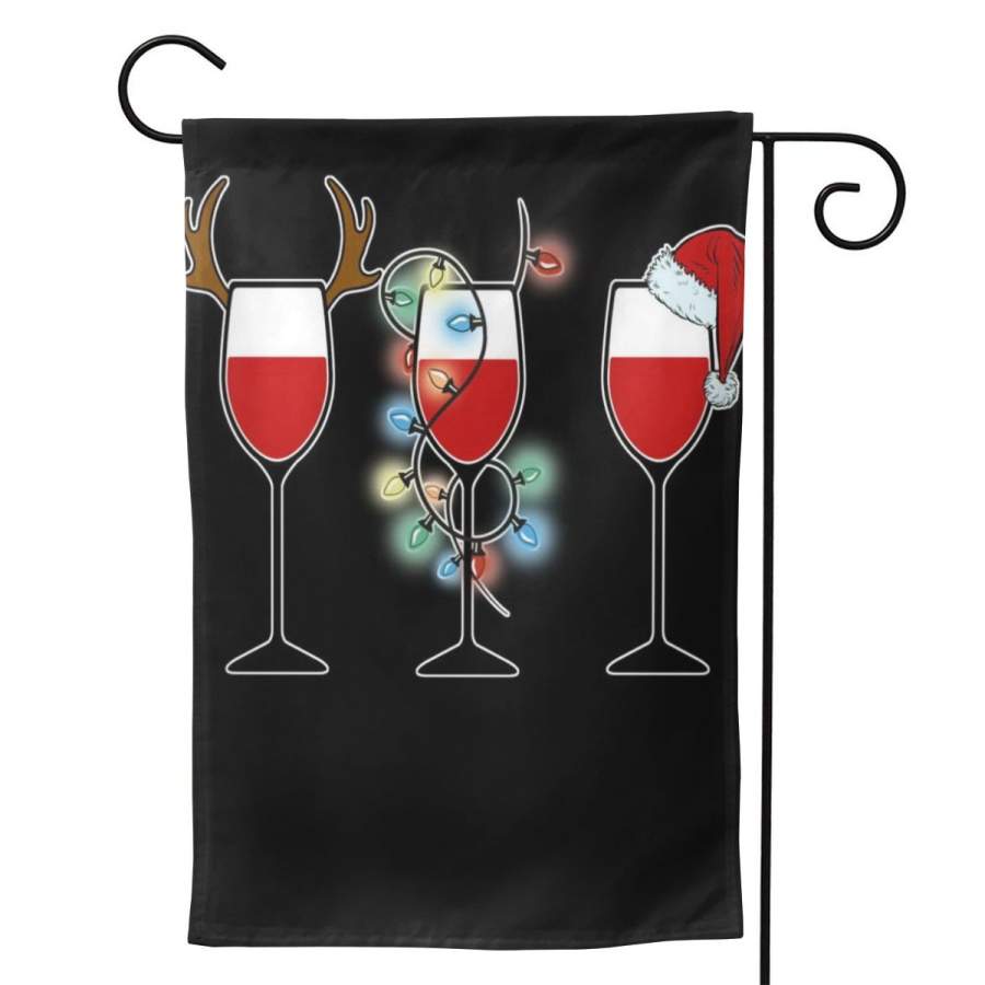 2 Pcs Garden Flag Christmas Wine Party Horizontal Poster 12.5″x18″ -Mothers Day, Birthday Gifts for Mom, Dad, Wife, Husband, Daughters, Grandma, Friends