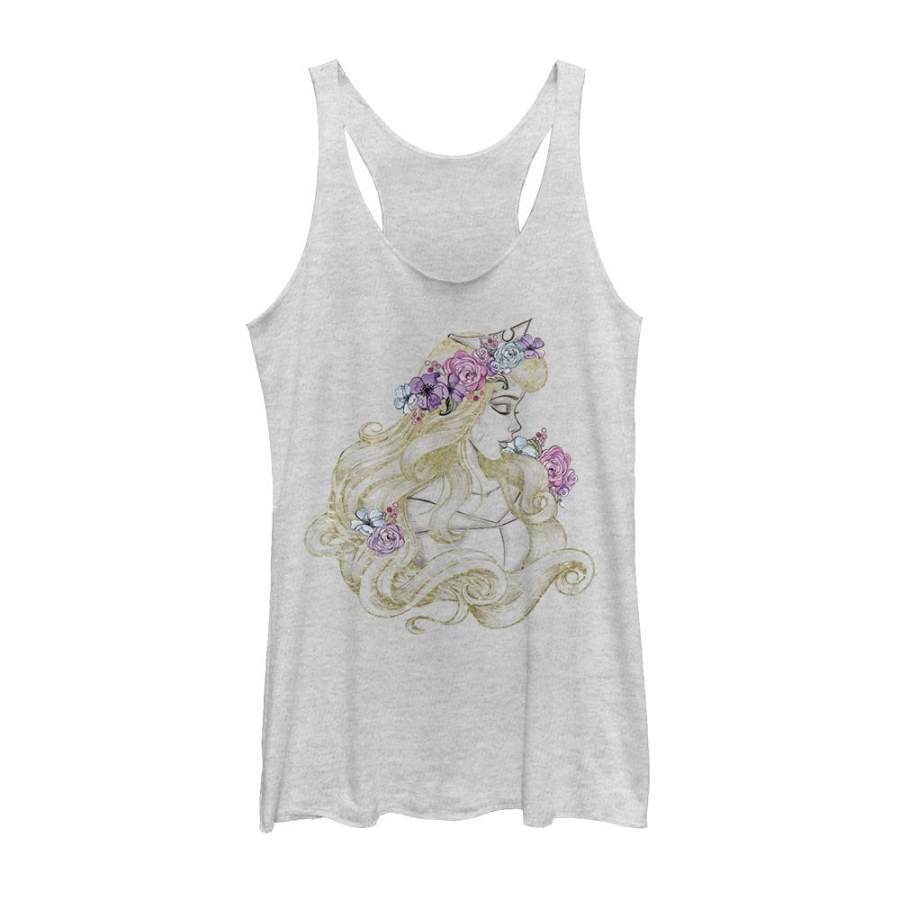 Sleeping Beauty Women’s Aurora Profile  Racerback Tank White Heather